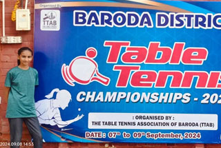 1st prize in the Baroda District Table Tennis Championship - 2024