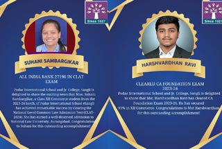 Podar International School Sangli students achievement in competitive examinations - 2024