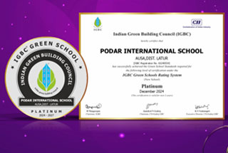 Platinum Certification for Podar International School Ausa from IGBC (CII) - 2024