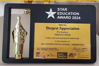 Mrs. Zeenat Syed, Principal of Podar International School, Ambernath, wins the Star Education Award 2024 for Best International School - Ambernath.